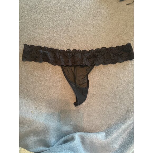 Bed of Roses Black 3X Lingerie Set Sheer Polka Dot Babydoll & Thong, Curvy, Lace - Picture 9 of 16